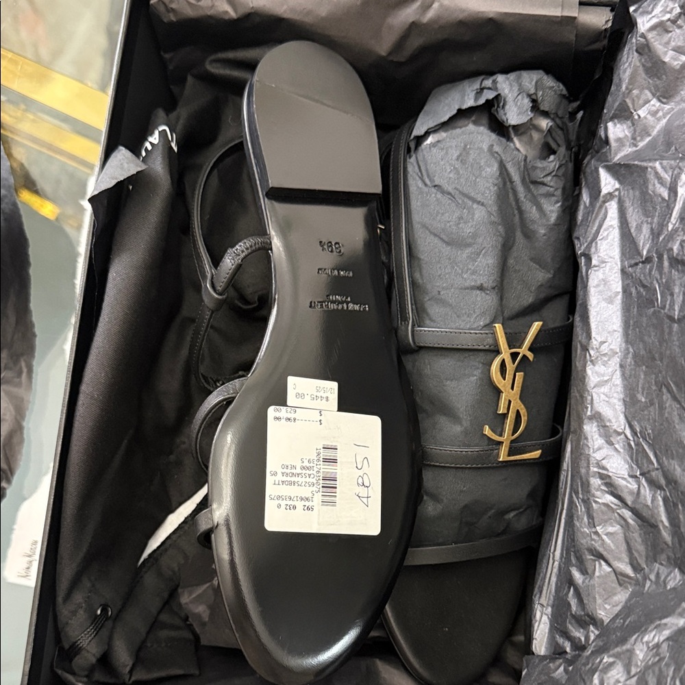 SAINT LAURENT
Cassandra Calfskin Ysl Slingback Sandals Authentic 39.5 - Picture 2 of 5